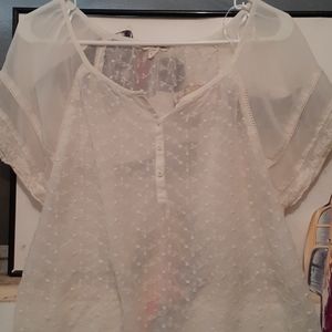 Sheer cream off-white cream American Eagles blouse